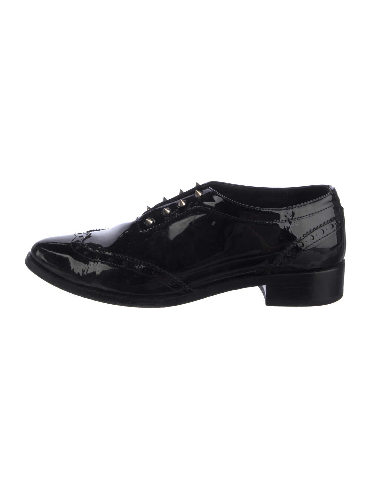 Anine Bing Patent Leather Studded Accents Oxfords