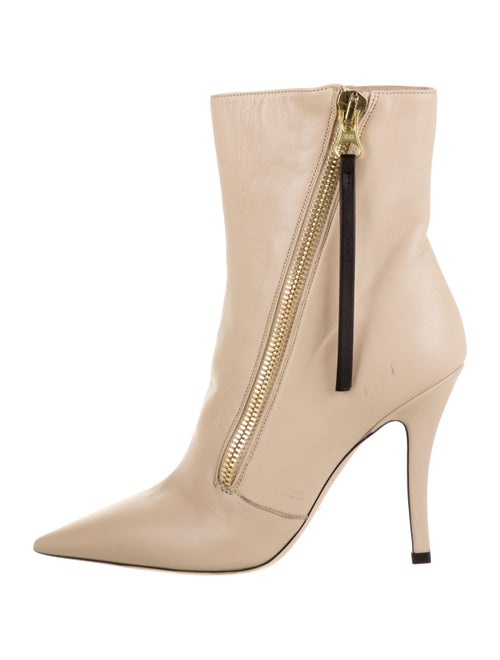 Schutz Leather Ankle Boots Beige