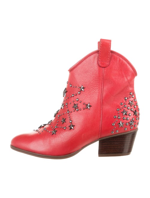 Schutz Leather Printed Western Boots Red