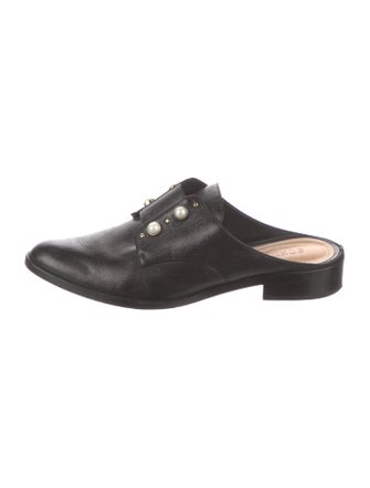 Schutz Faux Pearl Accents Leather Mules
