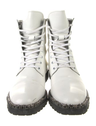 Schutz Leather Crystal Embellishments Combat Boots