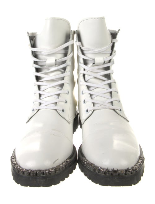 Schutz Leather Crystal Embellishments Combat Boots