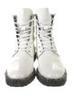 Schutz Leather Crystal Embellishments Combat Boots