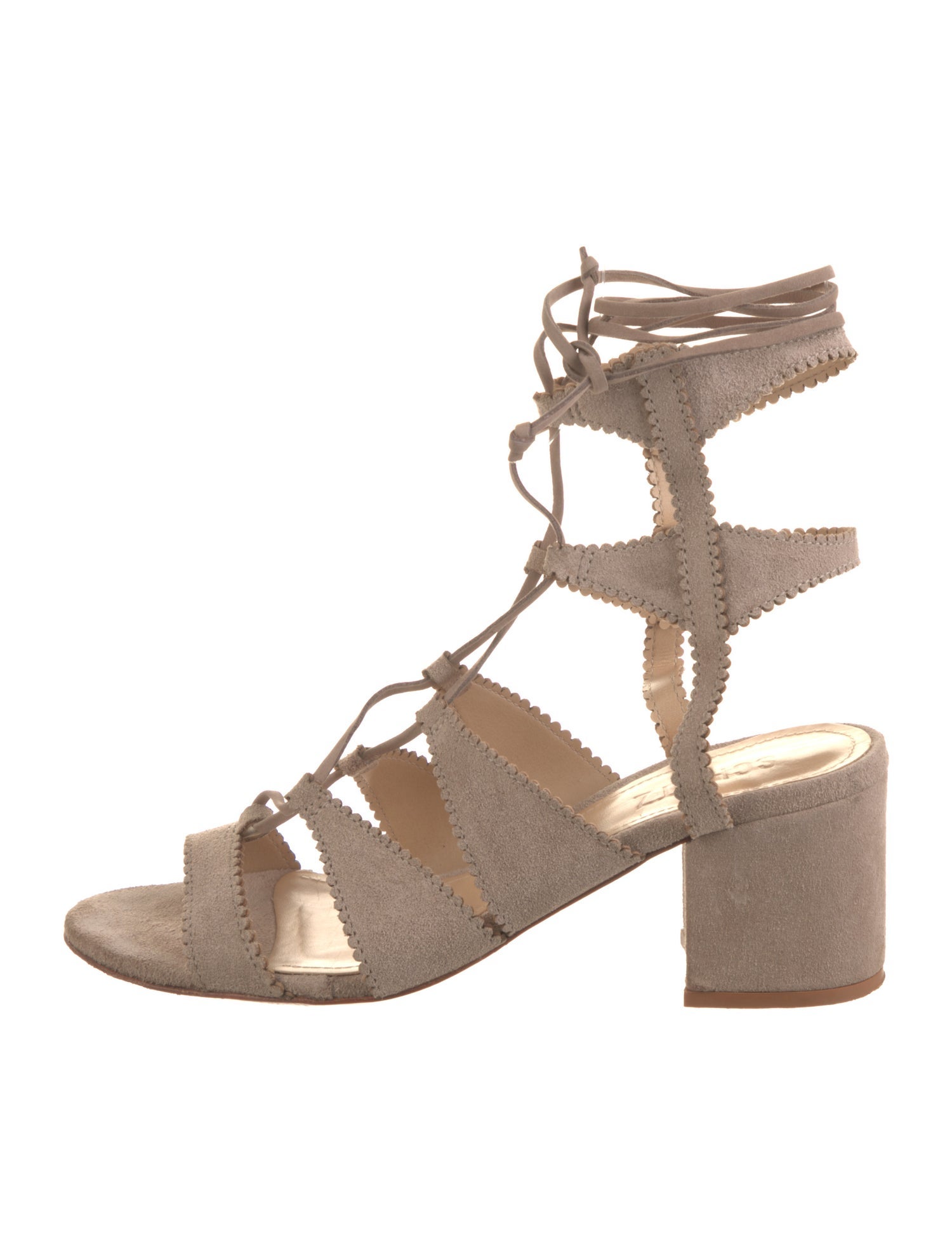 Schutz Suede Scalloped Accent Gladiator Sandals