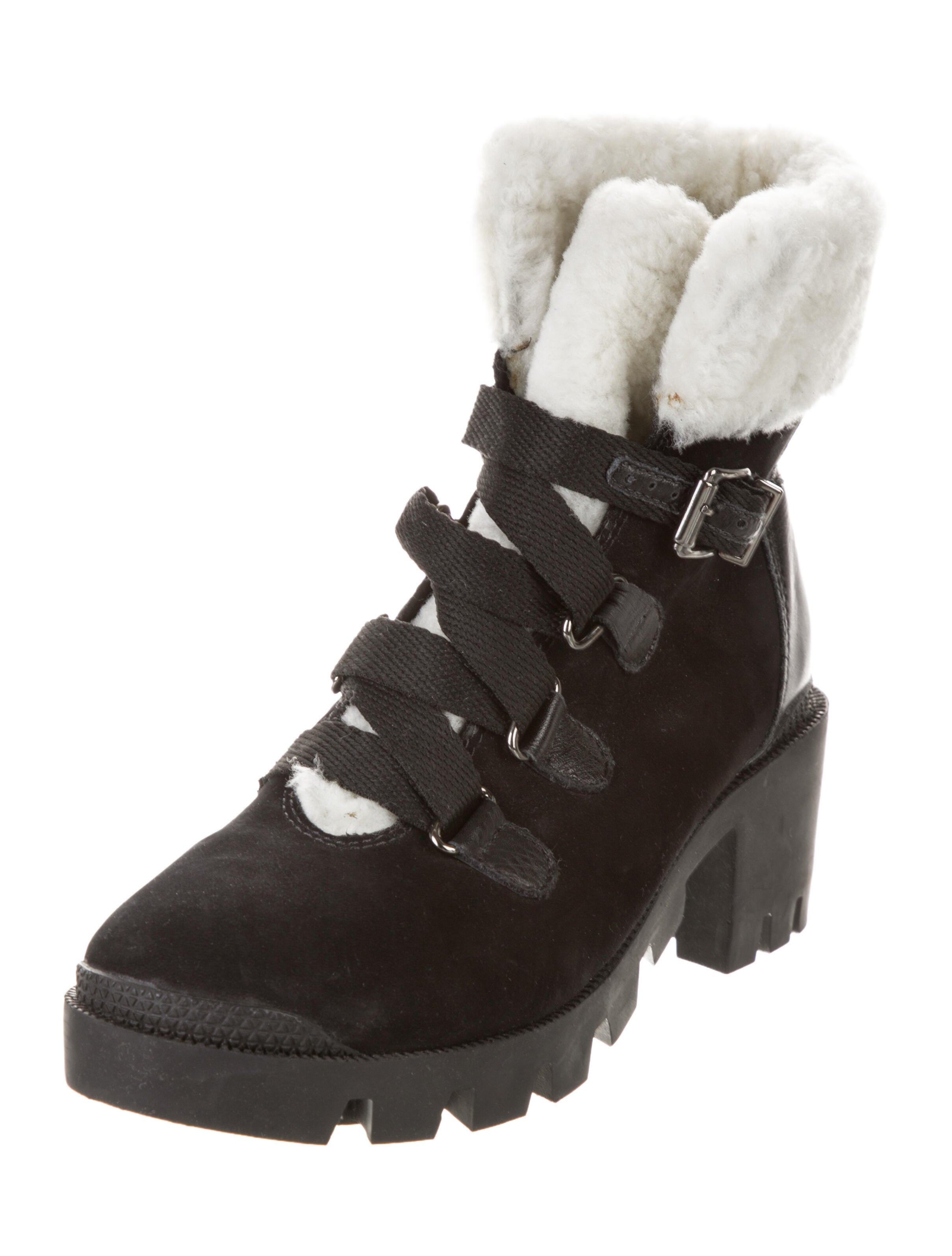 Schutz Suede Colorblock Pattern Combat Boots