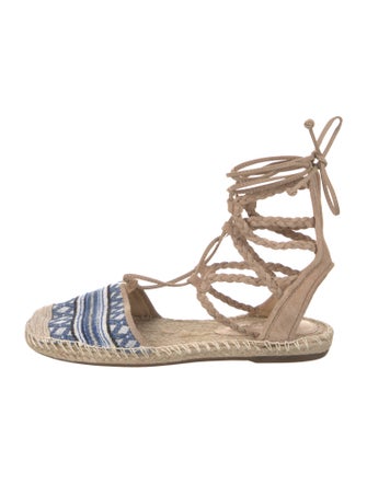 Schutz Canvas Striped Slingback Flats