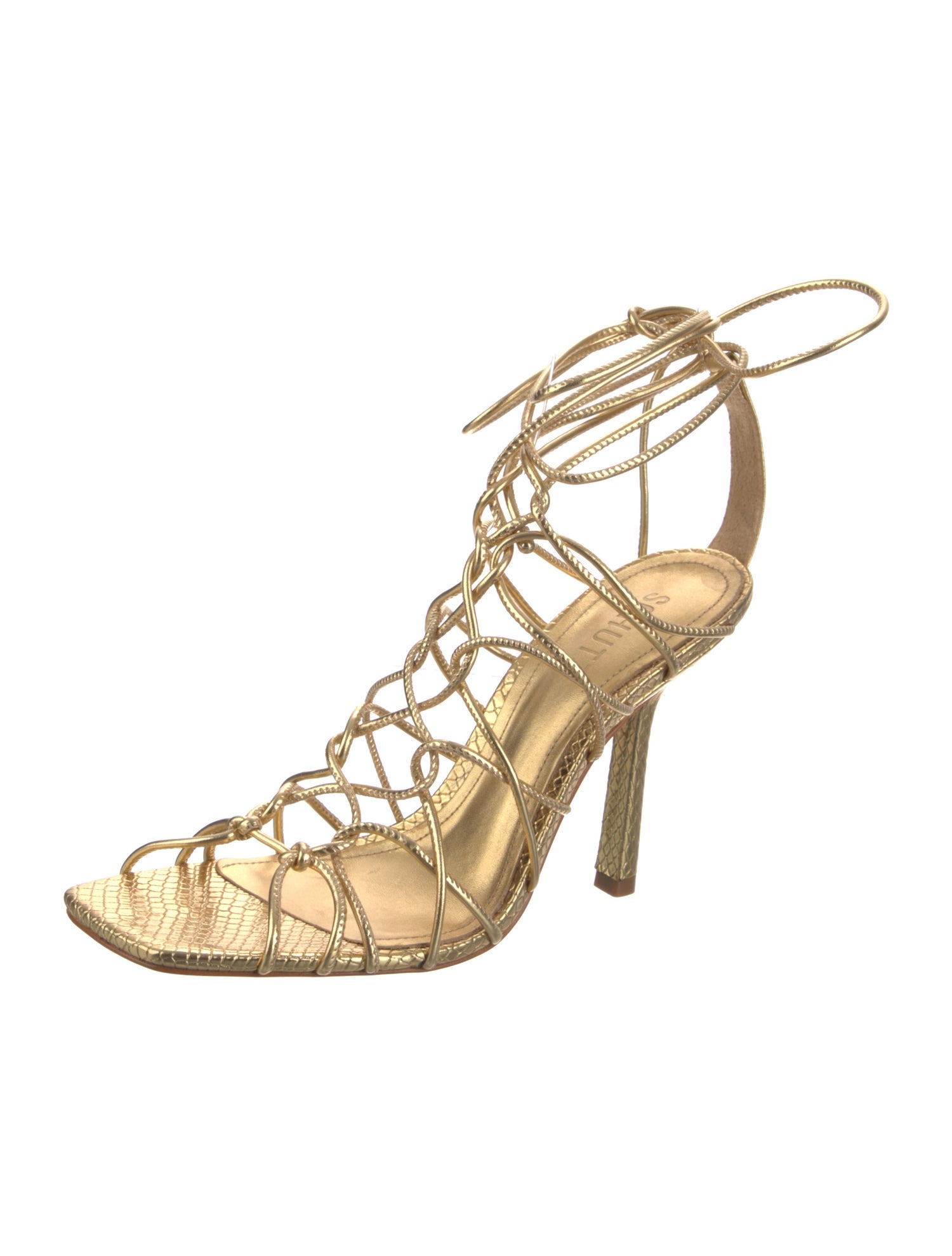 Schutz Embossed Leather Animal Print Gladiator Sandals w/ Tags