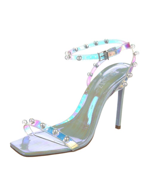 Schutz Patent Leather Beaded Accents Sandals