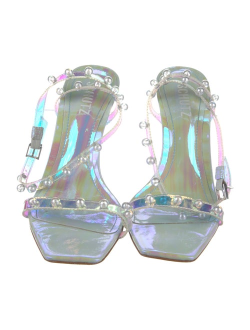 Schutz Patent Leather Beaded Accents Sandals