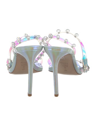 Schutz Patent Leather Beaded Accents Sandals