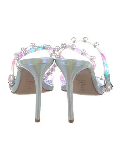 Schutz Patent Leather Beaded Accents Sandals