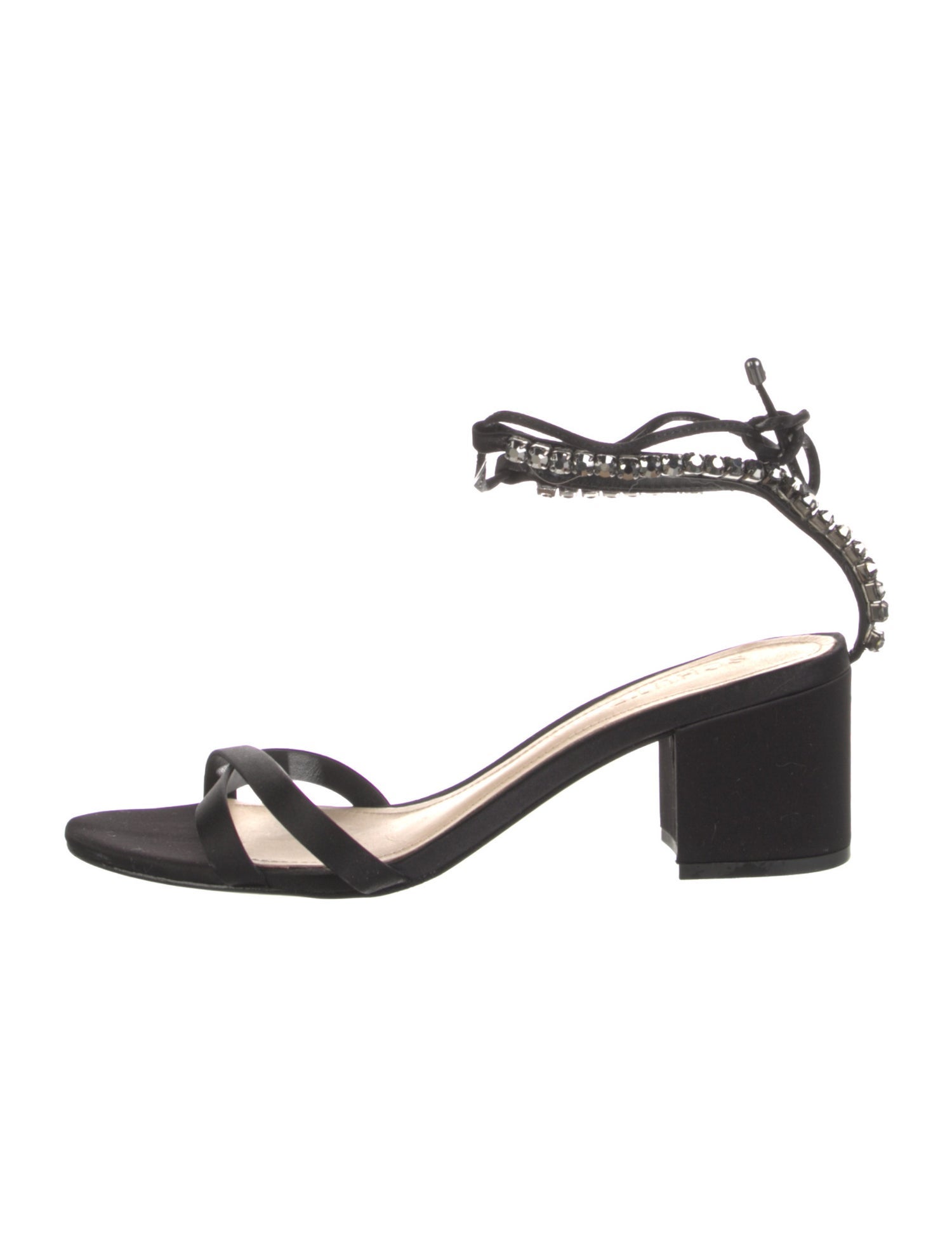 Schutz Satin Crystal Embellishments Sandals