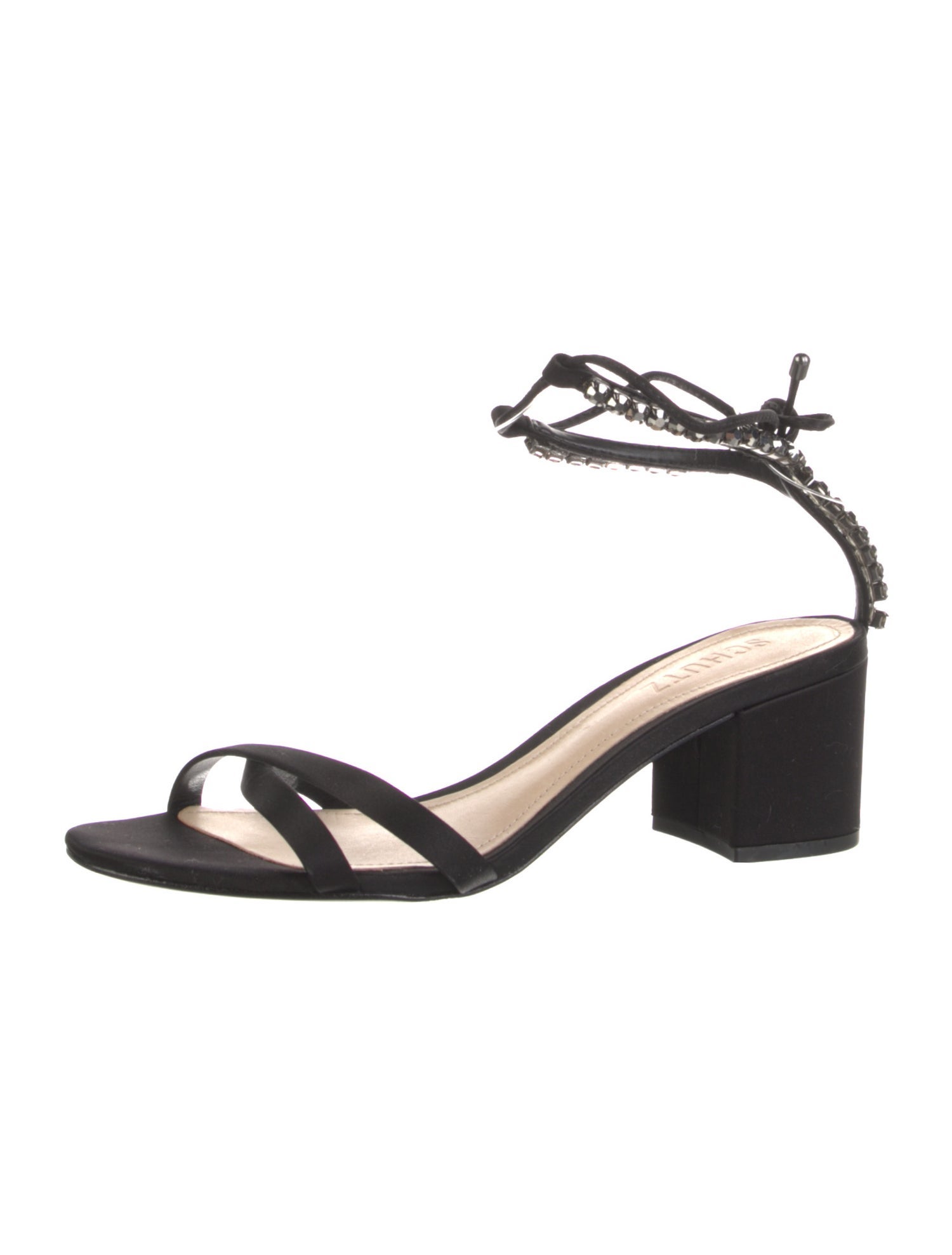 Schutz Satin Crystal Embellishments Sandals