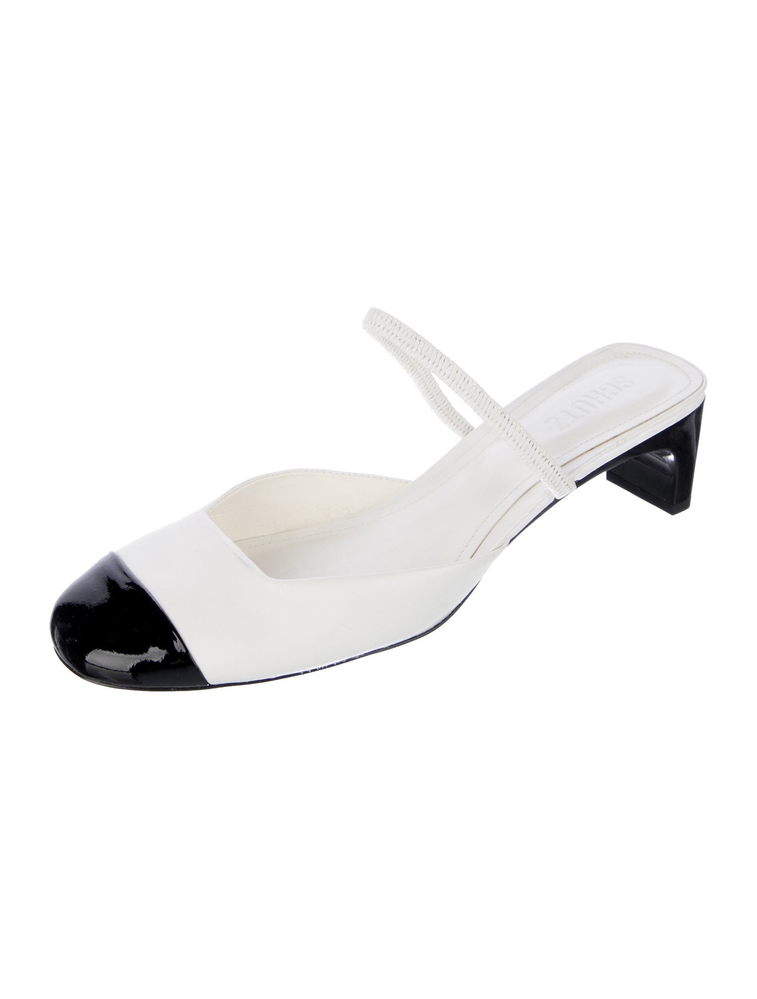 Schutz Leather Colorblock Pattern Mules