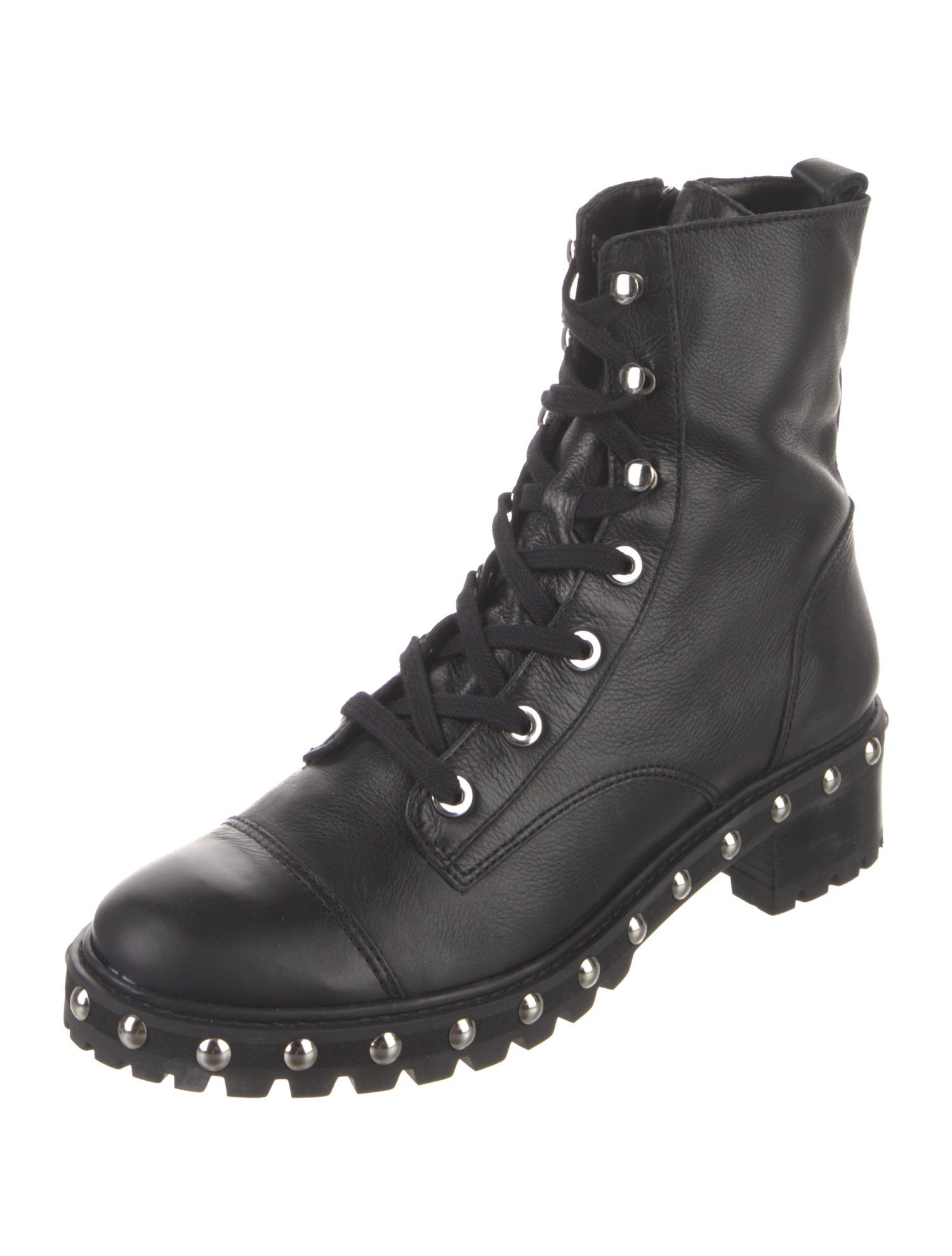 Schutz Leather Studded Accents Combat Boots