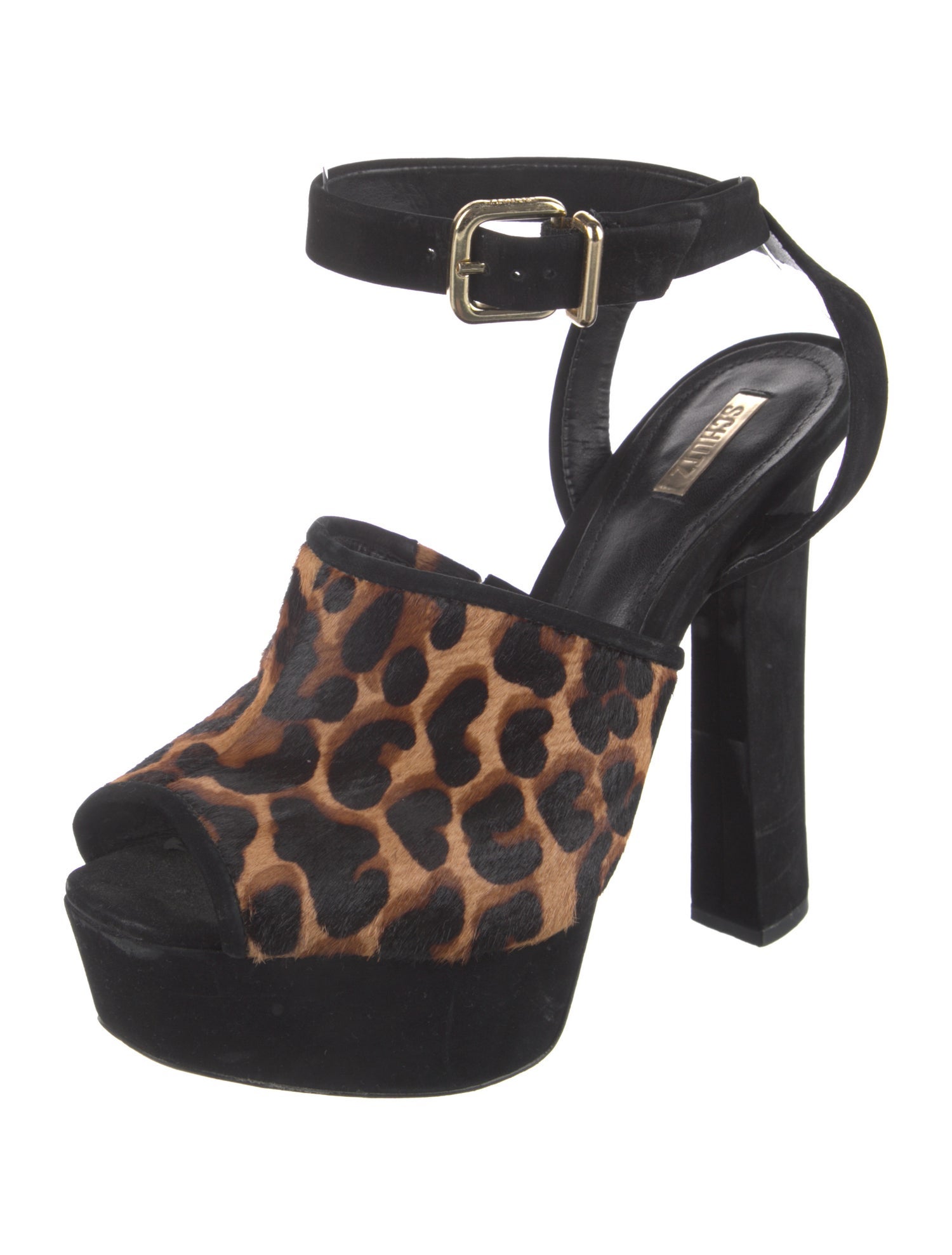 Schutz Calf Hair Animal Print Slingback Pumps