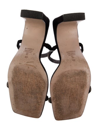 Schutz Suede Crystal Embellishments Slides