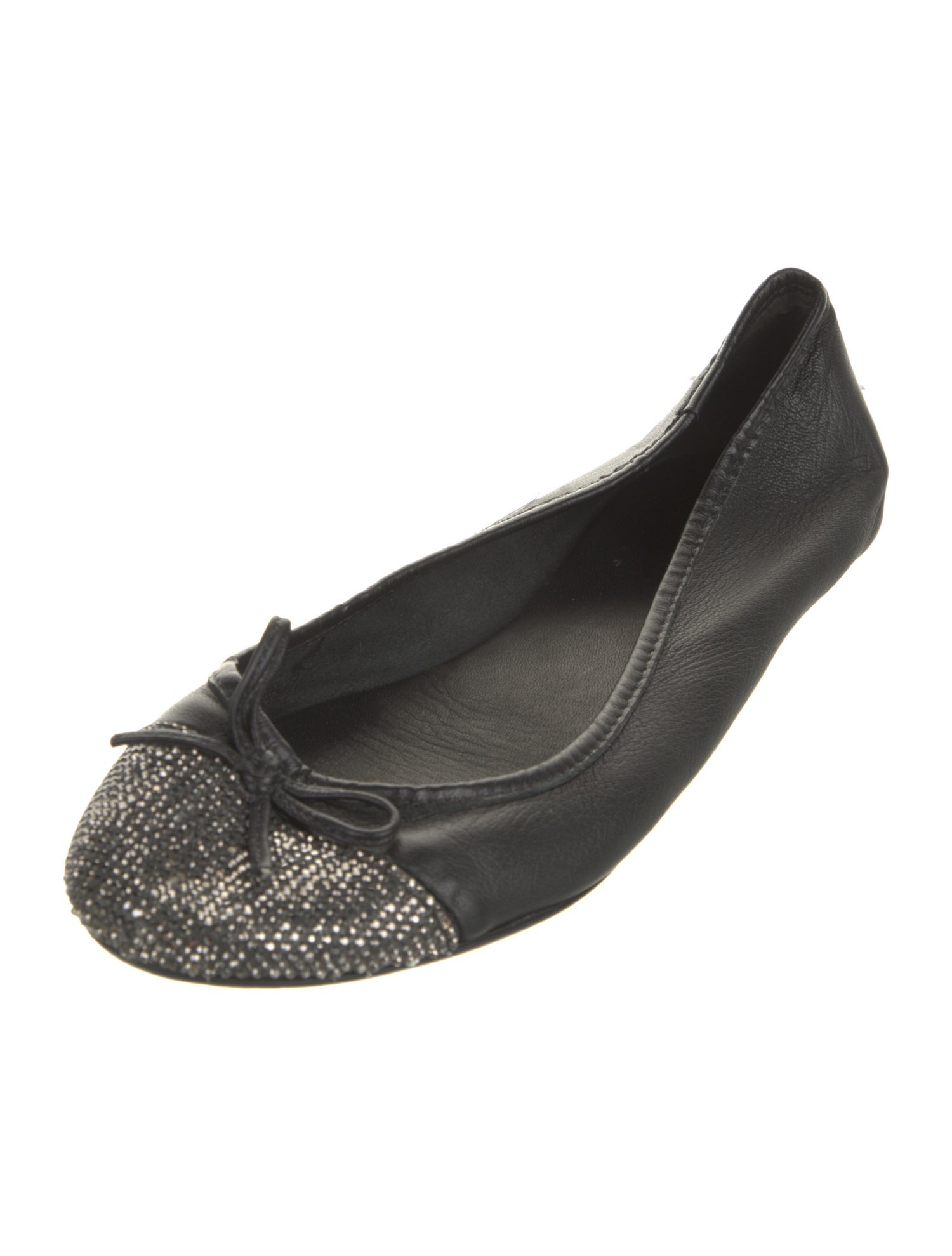 Schutz Leather Bow Accents Ballet Flats
