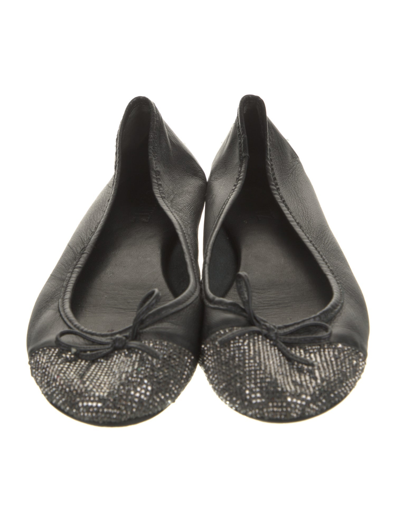 Schutz Leather Bow Accents Ballet Flats