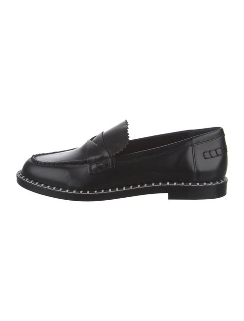 Schutz Leather Whipstitch Trim Loafers