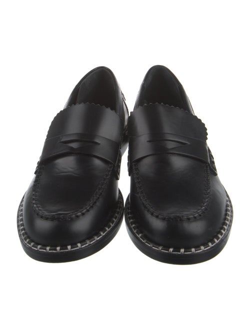 Schutz Leather Whipstitch Trim Loafers