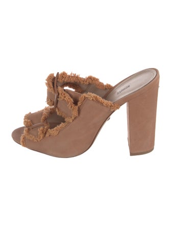 Schutz Suede Raw-Edge Trim Mules