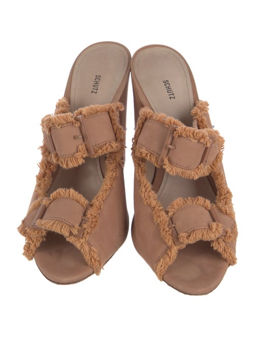 Schutz Suede Raw-Edge Trim Mules
