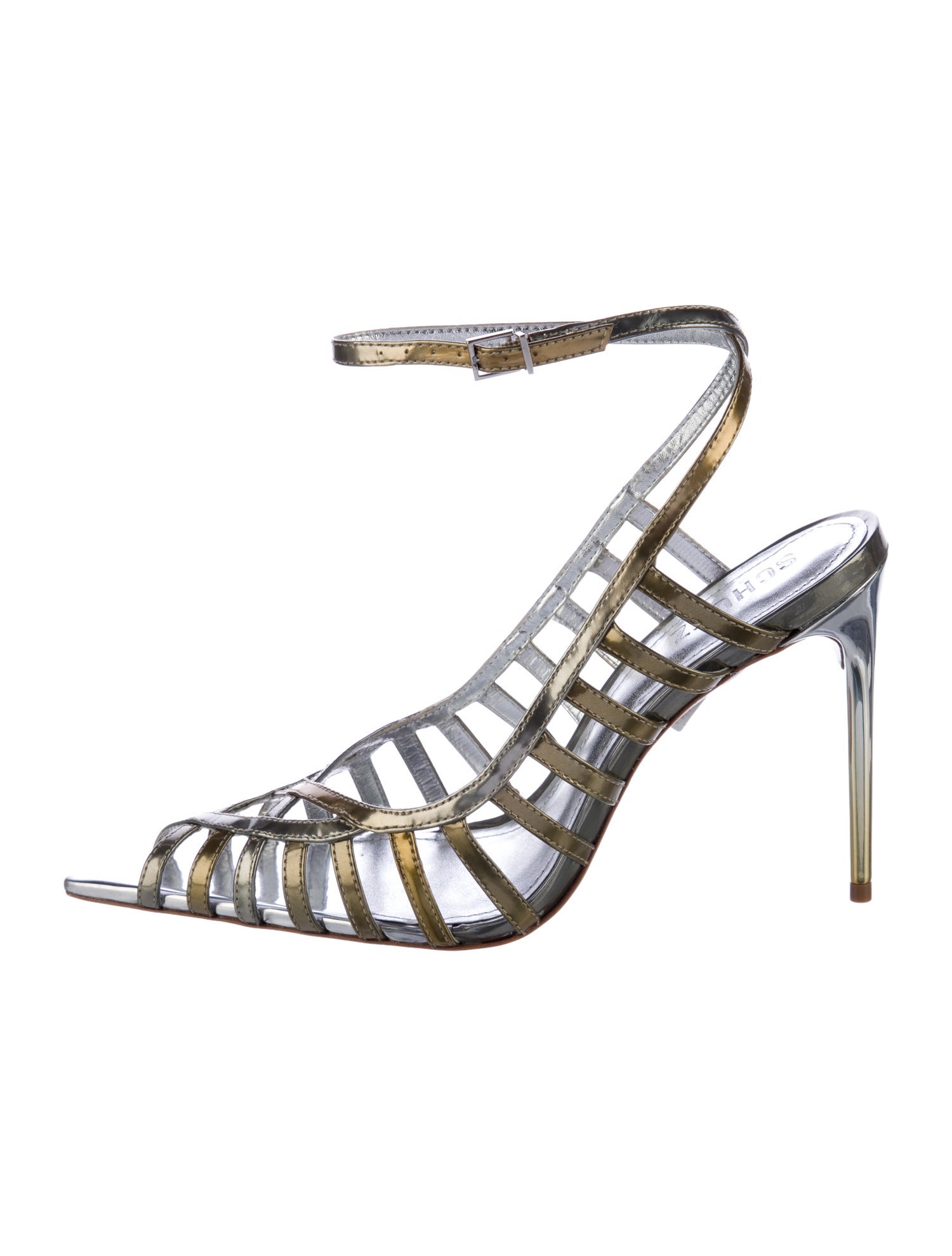 Schutz Patent Leather Colorblock Pattern Slingback Pumps