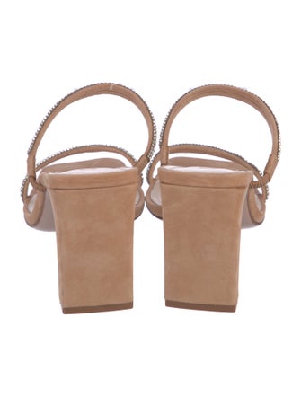 Schutz Suede Crystal Embellishments Slides