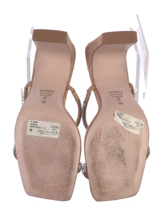 Schutz Suede Crystal Embellishments Slides