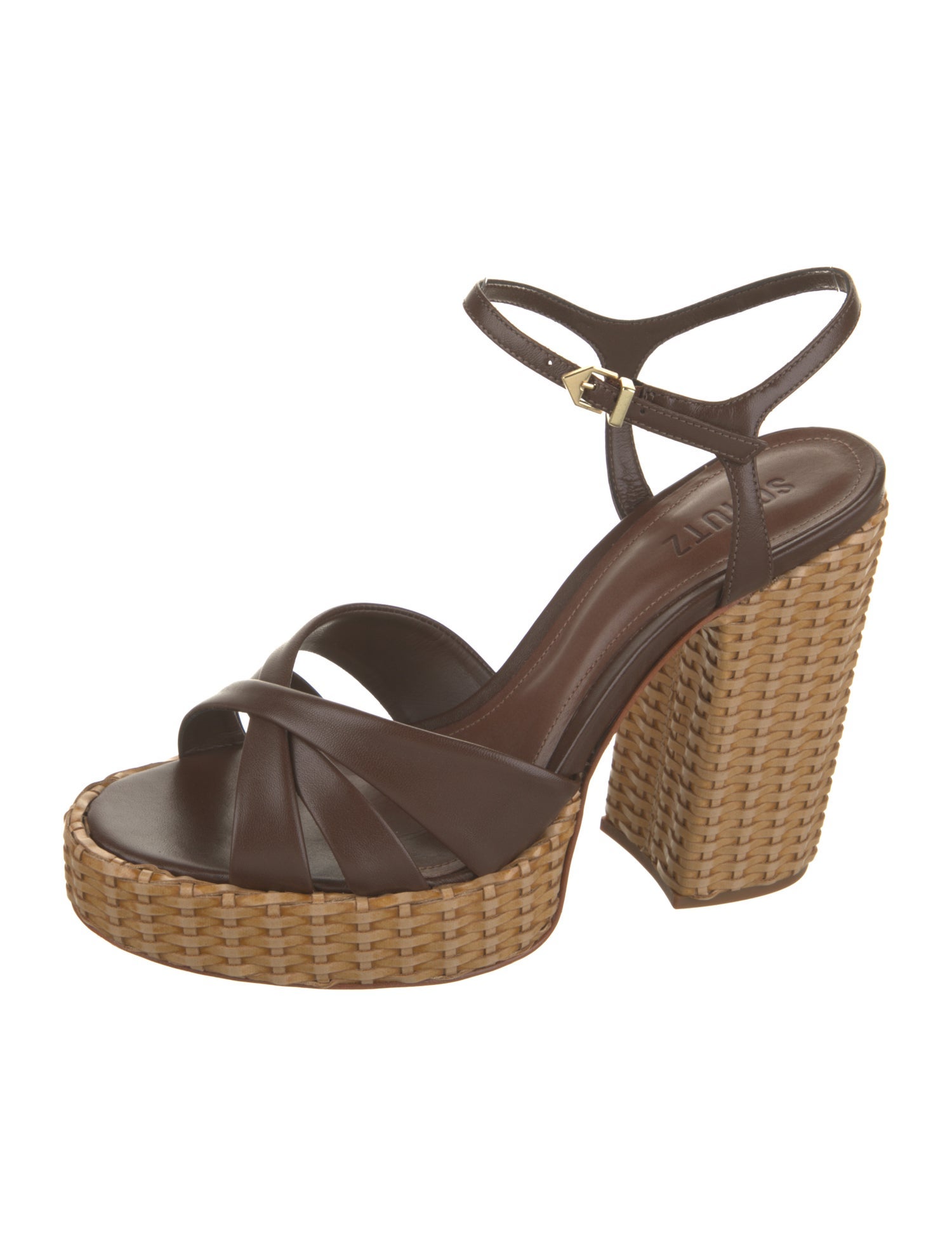 Schutz Leather Cutout Accent Espadrilles