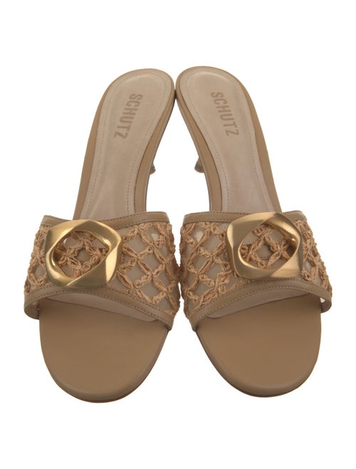 Schutz Raffia Mesh Accents Slides