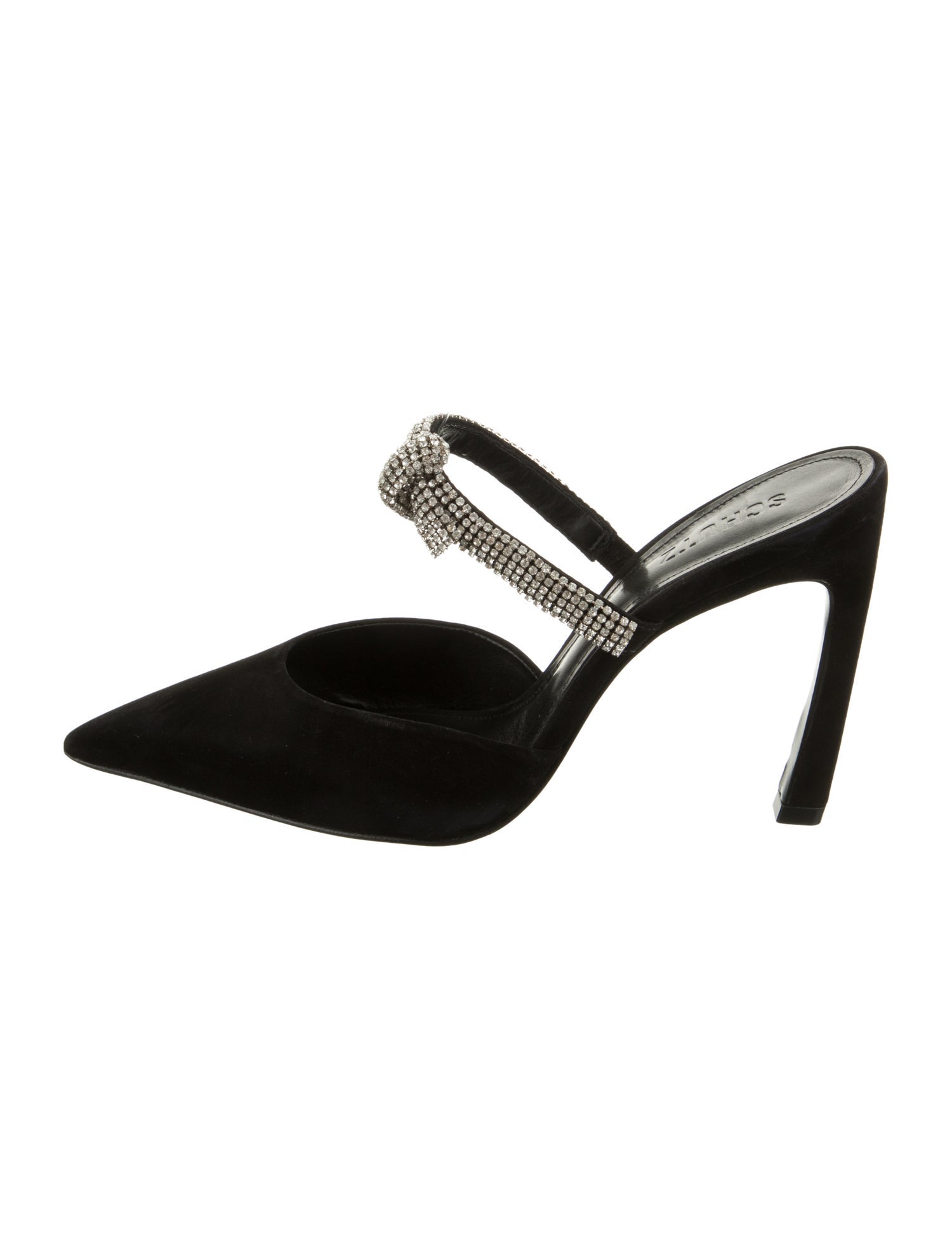 Schutz Suede Crystal Embellishments Mules