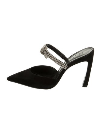Schutz Suede Crystal Embellishments Mules