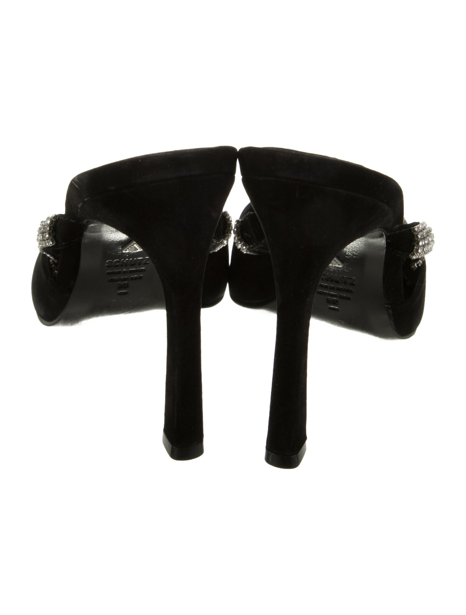 Schutz Suede Crystal Embellishments Mules