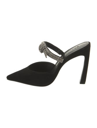 Schutz Suede Crystal Embellishments Mules