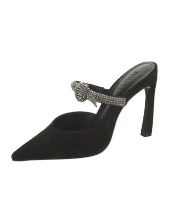 Schutz Suede Crystal Embellishments Mules
