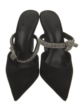 Schutz Suede Crystal Embellishments Mules