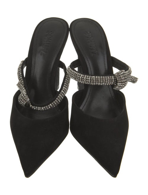 Schutz Suede Crystal Embellishments Mules
