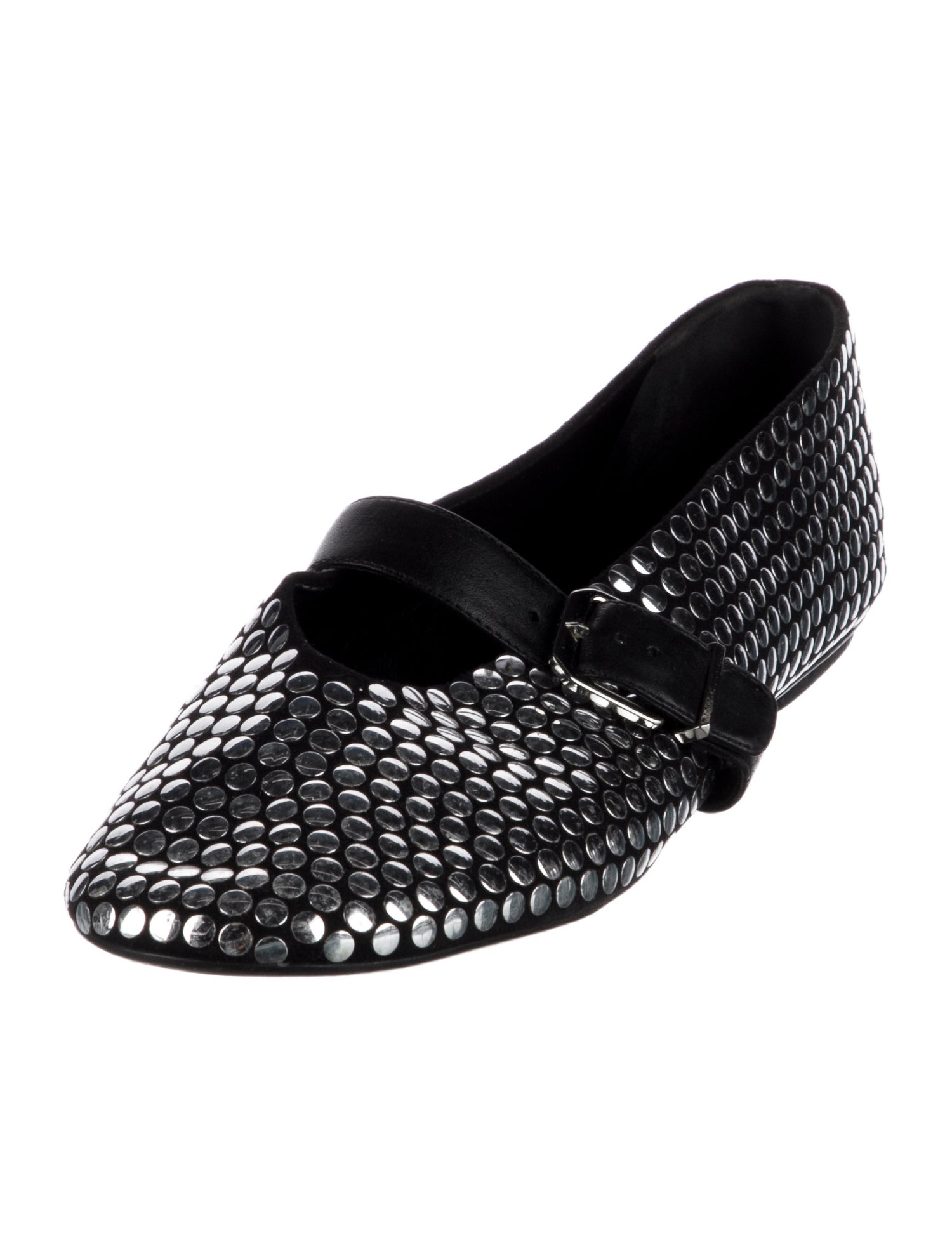 Schutz Leather Studded Accents Mary Jane Flats