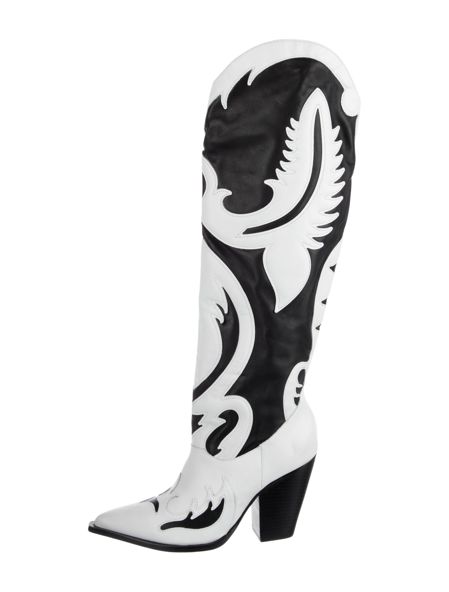 Schutz Leather Colorblock Pattern Lace-Up Boots