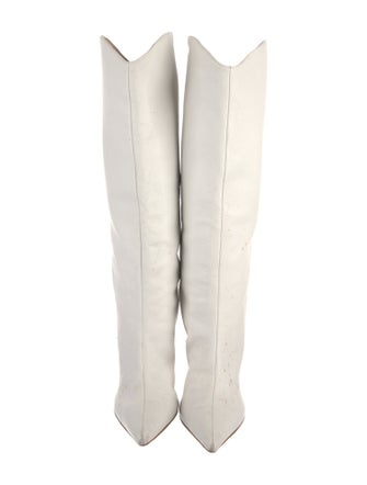 Schutz Leather Colorblock Pattern Boots