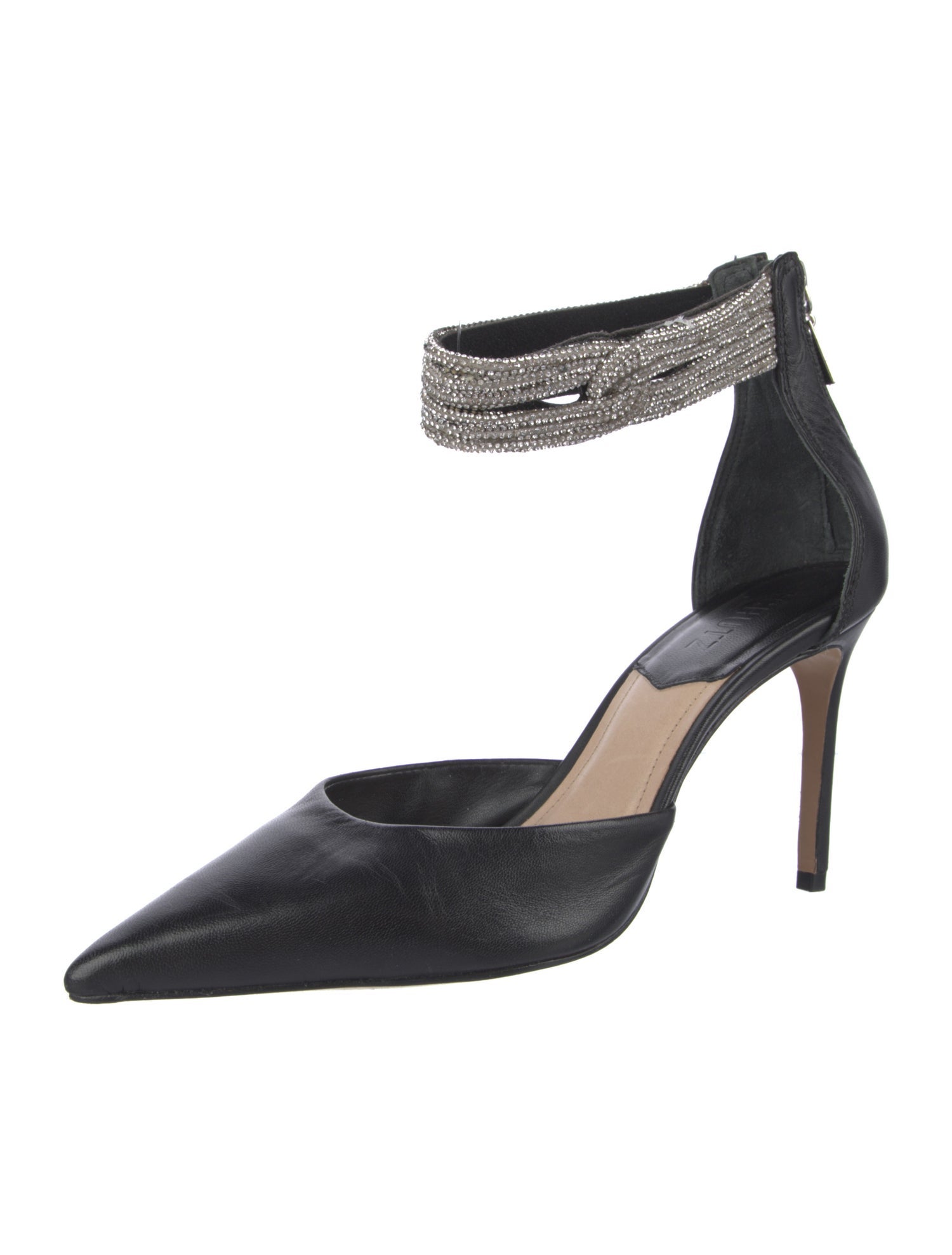 Schutz Leather Crystal Embellishments D'Orsay Pumps