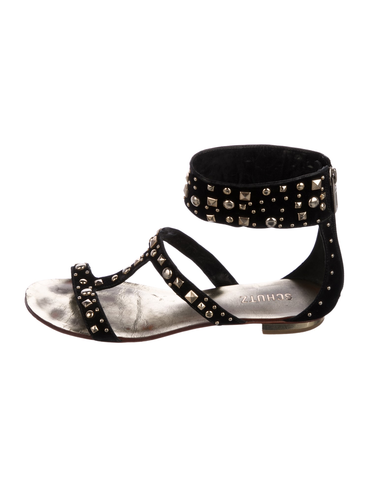 Schutz Suede Studded Accents Gladiator Sandals