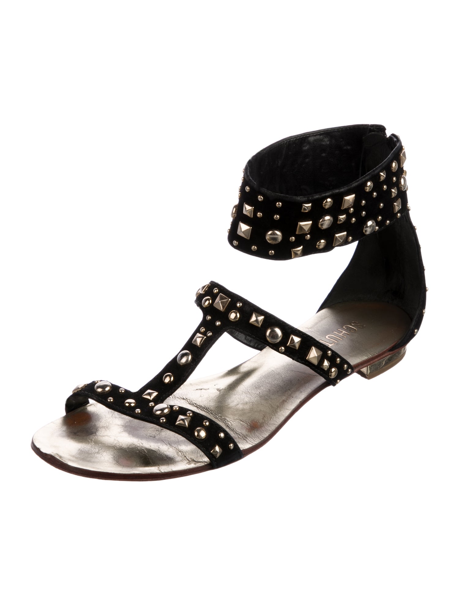 Schutz Suede Studded Accents Gladiator Sandals