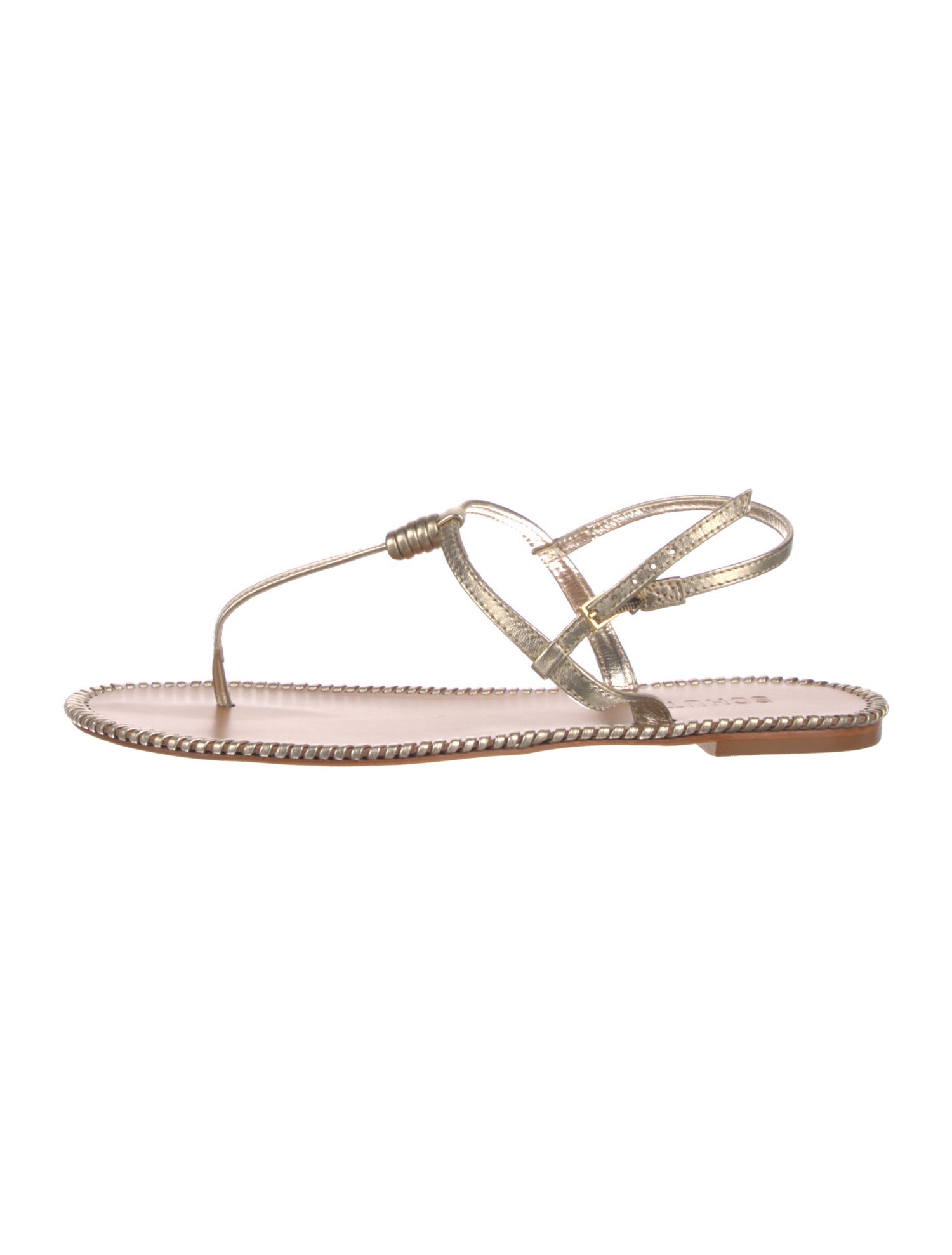 Schutz Leather T-Strap Sandals