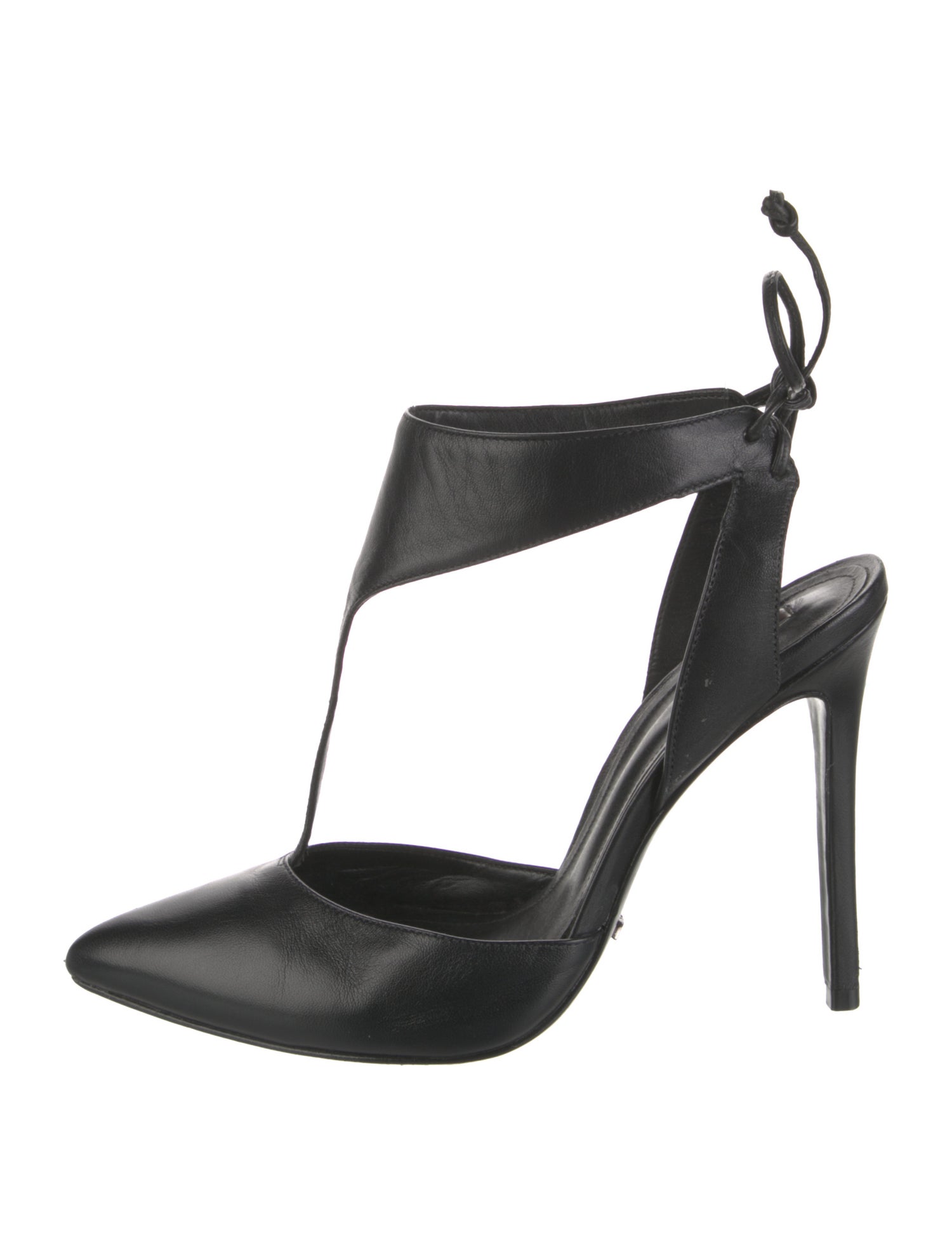 Schutz Leather Bow Accents T-Strap Pumps