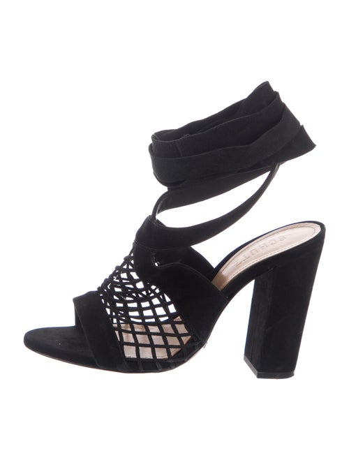 Schutz Suede Cutout Accent Slingback Sandals