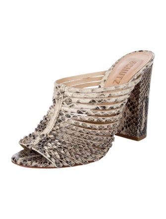 Schutz Python Printed Mules