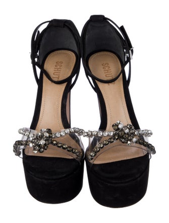 Schutz Suede Crystal Embellishments Sandals